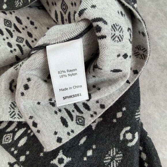 Geometric Pattern Sleeveless Knit Dress XL By 41 Hawthorn - Black & White - Picture 6 of 9